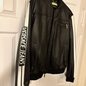 Versace Jeans Collection Black and White Varsity Jacket